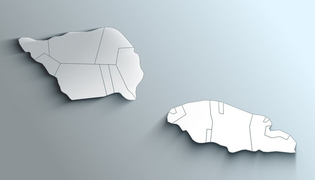 Modern White Map of Samoa Districts With Shadow