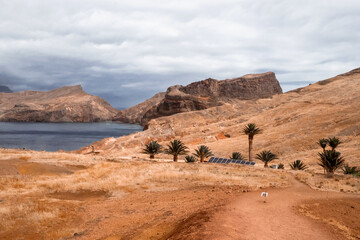 The magnificent dramatic landscape with the red desert dunes on the Ponta de São Lourenço (Saint Lourence cape) on Madeira island