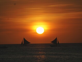 sunset over the sea of boracay