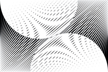 Optical illusion black and white background, minimal geometric dynamic pattern, vector modern design texture.