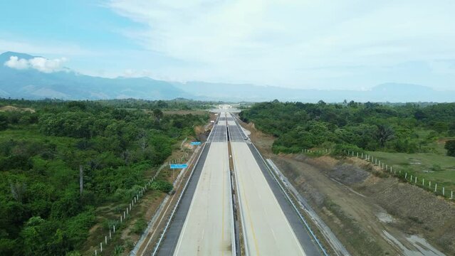 Aerial view of Sigli Banda Aceh (Sibanceh) Toll Road, Aceh, Indonesia.