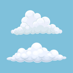 Abstract white fluffy clouds on on blue background vector illustration