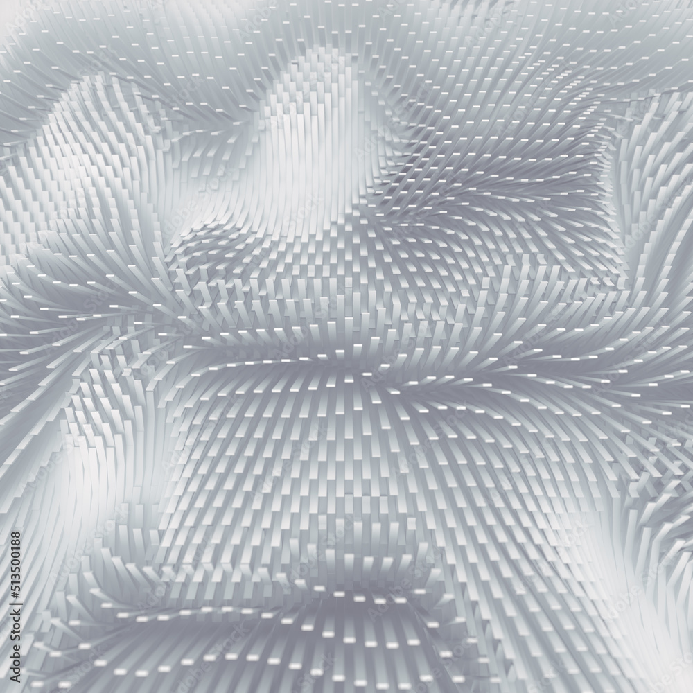 Poster wavy background of white geometric shapes. 3d rendering advertising. design element. digital illustr