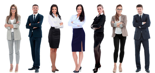 collage of a variety of business people standing in a row