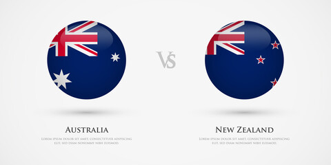 Australia vs New Zealand country flags template. The concept for game, competition, relations, friendship, cooperation, versus.