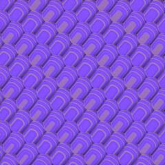 Orthographic projection of rounded rectangles covered multicolored striped texture. 3d rendering digital illustration