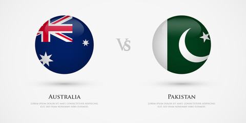 Australia vs Pakistan country flags template. The concept for game, competition, relations, friendship, cooperation, versus.