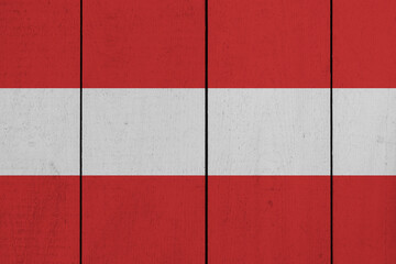 Patriotic wooden plank background in colors of flag. Austria