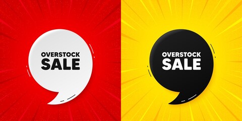 Overstock sale tag. Flash offer banner with quote. Special offer price sign. Advertising discounts symbol. Starburst beam banner. Overstock sale speech bubble. Vector - obrazy, fototapety, plakaty
