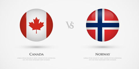 Canada vs Norway country flags template. The concept for game, competition, relations, friendship, cooperation, versus.