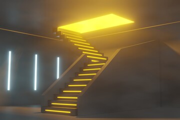 3d render, Empty background scene. Stairs to the top.