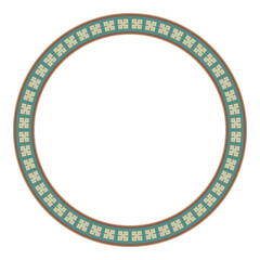 Ethnic frame. Round border with South Western native pattern. Circle frame. Vector illustration.