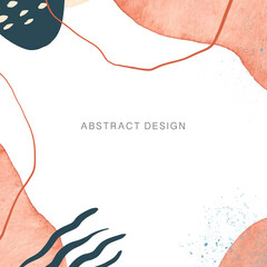 Abstract frame background. Place for text. Modern Art. Watercolor spots, lines, dots, strokes. Texture brushes. Hand drawn. Curved shapes and scribbles. For postcards, covers, magazines, invitations.