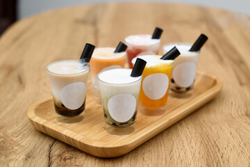 Butterfly pea milk bubble tea with tapioca pearls. Place for a logo