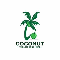 illustration of coconut tree design logo vector