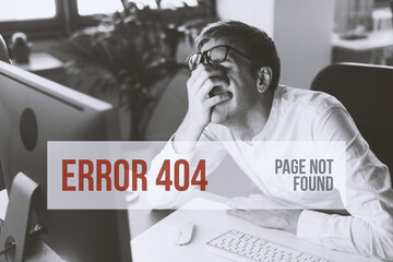 Error 404 page not found message on the computer