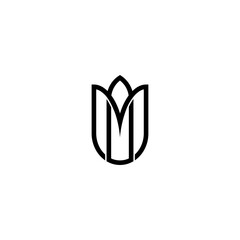 Letter M line logo design. Linear creative minimal monochrome monogram symbol. Universal elegant vector sign design