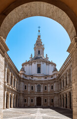 Fototapeta na wymiar View of interior patio of catholic cathedral in Rome