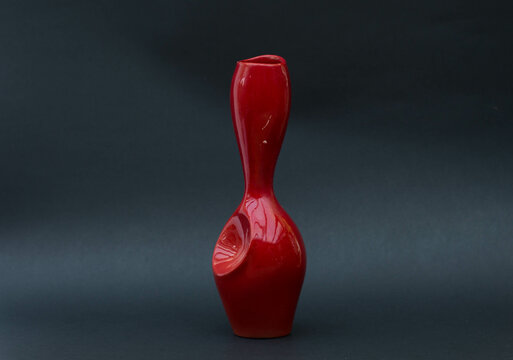 Mid-century modern porcelain vase with red glaze