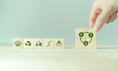 ESG integration concept. Positive impact to environmental, social and governance. Challenging ESG goals. ESG impact investing. Ethical and sustainable investing. Enhance ESG alignment of investments.