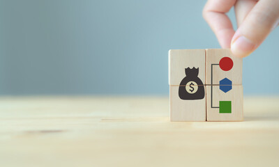 Financial structure concept. Revenue streams, sources of revenue, cost structure allocation and management. Optimization management, investment. Spending and cost reduction, maximizing value.