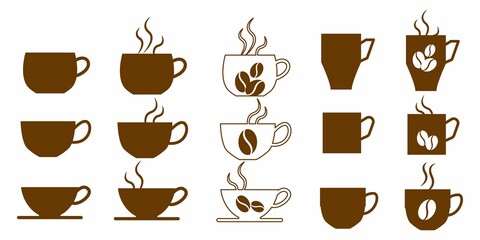 Set of Coffee and Cafe Icon. simple seamless Coffee and drink icon collection. Vector illustration.