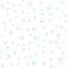 Seamless vector pattern with colorful twigs on a white background. Vegetable texture for fabric, bed linen, tablecloth, baby clothes, wallpaper