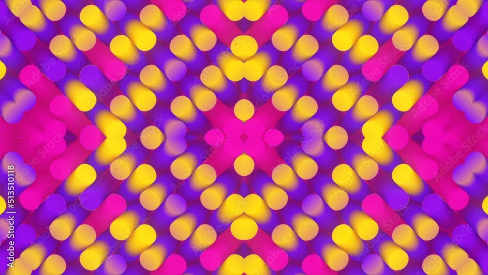 Aufkleber Abstract background of chaotically flashing cylinders. 3d render loop animation