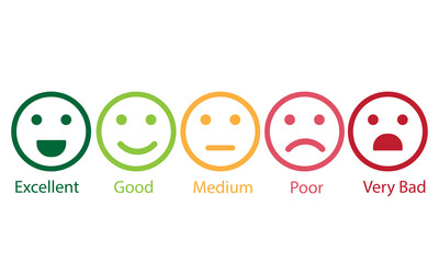 evaluation scale emoji, vector icon feedback, review, consumer satisfaction