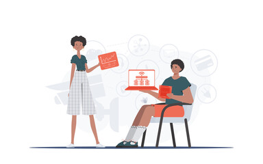 Internet of Things Team. Internet of things and automation concept. Good for websites and presentations. Vector illustration in flat style.