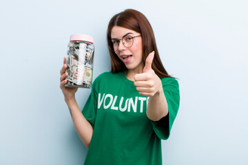 young adult pretty woman volunteer and donation concept