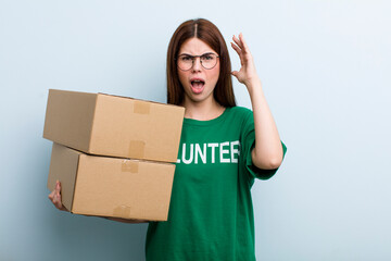 young adult pretty woman. donation and volunteer concept