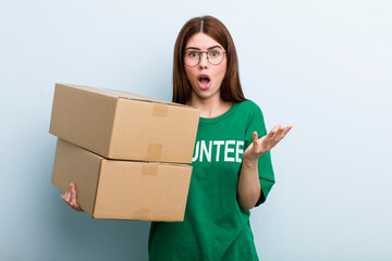 young adult pretty woman. donation and volunteer concept