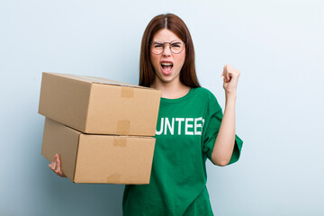 young adult pretty woman. donation and volunteer concept