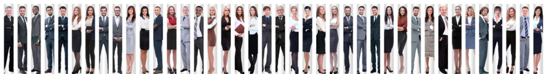 panoramic collage of a large and successful business team