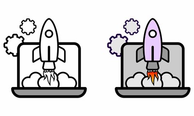 Obraz premium Illustration Vector Graphic of Startup, rocket, spaceship Icon