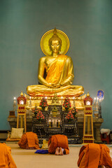 principle Buddha image of the third grade royal monastery, Wat Cholpratarn Rangsarit, The attitude of meditation, Nonthaburi  province, Thailand - 513515560