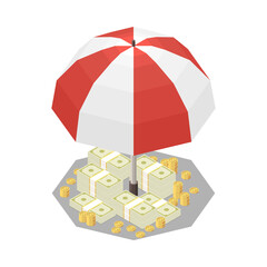 Money Under Umbrella Composition