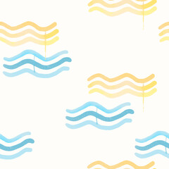 abstract seamless pattern with blue and yellow watercolor shapes
