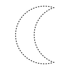 Crescent shape dashed symbol vector icon for creative graphic design ui element in a pictogram illustration
