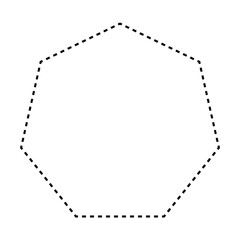 Heptagon symbol dashed shape vector icon for creative graphic design ui element in a pictogram illustration