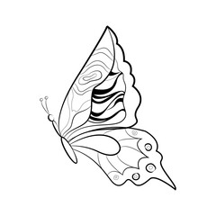 Butterfly with a pattern on the wings, exotic insects, print for tattoo. Vector illustration.