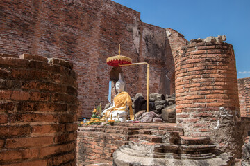 Phra Nakorn Si Ayutthaya,Thailand on May 27,2020:Vihara(Image Hall) of Wat Kudi Dao in Ayutthaya...