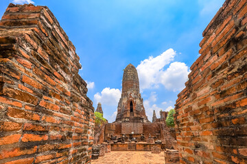 Ayutthaya,Thailand on July 8,2020:The ruins of Wat Phra Ram in Ayutthaya Historical Park,a UNESCO World Heritage Site.