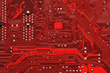 Printed circuit board. Electronic computer technology. Motherboard digital chip. Background of...