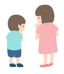 Obraz premium お参りする子どものイラスト