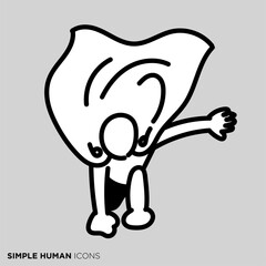 シンプルな人物のポーズイラスト　「ヒーロー登場 」