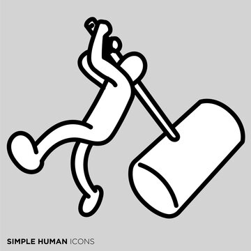 シンプルな人間のアイコンシリーズ　「ハンマーを振る人」
