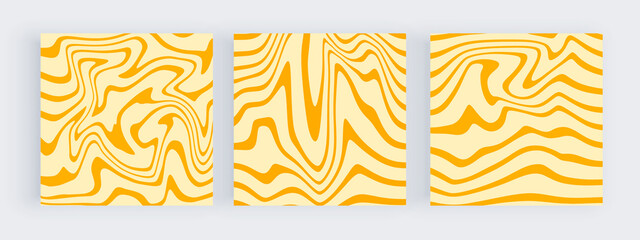 Yellow retro backgrounds for social media posts with wavy lines
