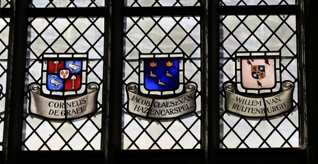 Amsterdam Nieuwe Kerk Church Stained Glass Window Detail, Netherlands